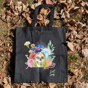 In Stock: Knit Spooky Florals Canvas Tote Bag