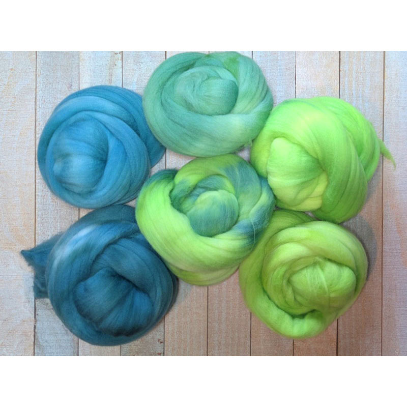 In Stock: Seasonal Greens Serendipity Spinning Set -- Rambouillet Top, 6 oz.